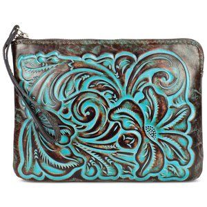 Patricia Nash Turquoise Tooled Leather Wristlet
